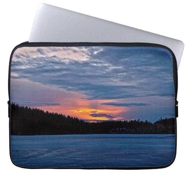 Kanadische Naturlandschaft Wintersee Sonnenunterga Laptopschutzhülle (Vorderseite)