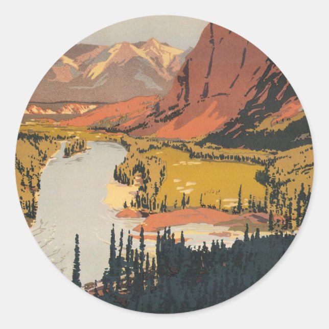 Kanadische Rockies Travel Poster Stickers (Vorderseite)