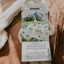 Kanadische Rocky Mountains | Illustrierte Hochzeit Dreifach Gefaltete Einladung