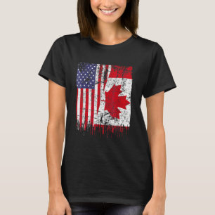 Kanadische Roots Halbamerikanische Flagge Kanadisc T-Shirt