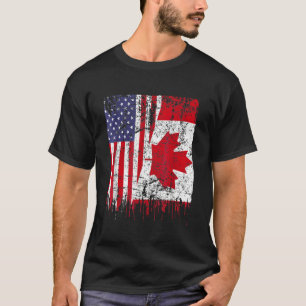 Kanadische Roots Halbamerikanische Flagge Kanadisc T-Shirt