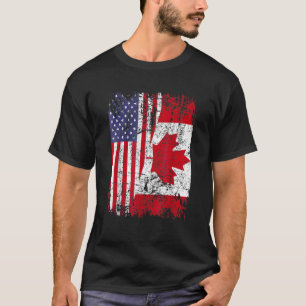 Kanadische Roots Half-Amerikanische Flagge Kanada T-Shirt