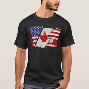 Kanadische Roots Half-Amerikanische Flagge Kanada T-Shirt