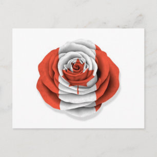 Kanadische Rose-Flagge auf Weiß Postkarte