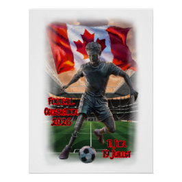 Kanadische Statue feiert Fußball auf einem Poster