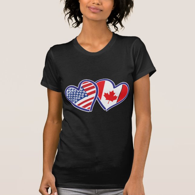 Kanadische und amerikanische Flaggenhörer T-Shirt (Vorderseite)