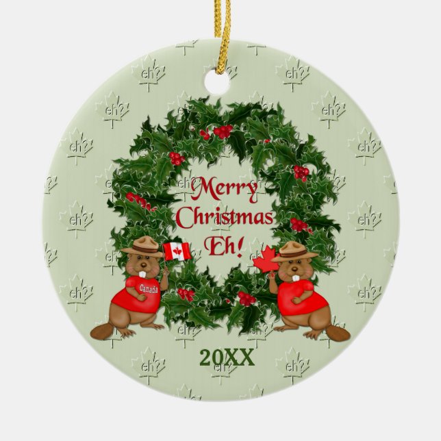 Kanadische Weihnachtsdekoration Keramik Ornament (Vorne)