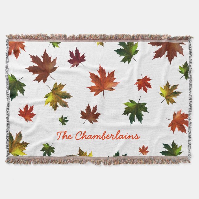 Kanadischer Ahornlef mit Ihrem Namen auf Weiß Decke (Vorderseite)