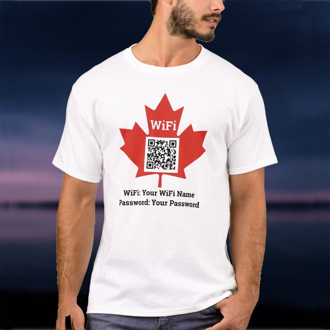 Kanadischer Bar Wifi Plus QR Code Plus Adresse auf T-Shirt (Von Creator hochgeladen)