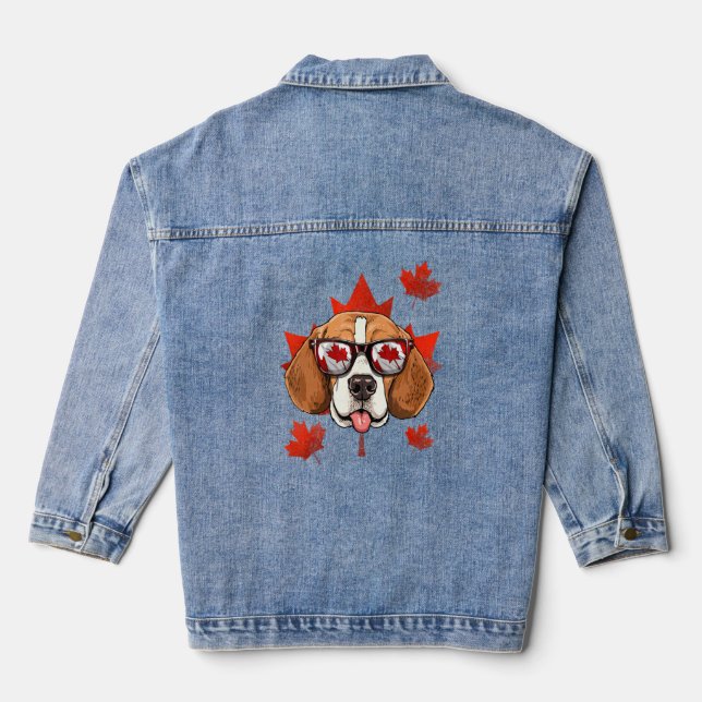 Kanadischer Beagle Dog Maple Leaf Patriotic Canada Jeansjacke (Rückseite)