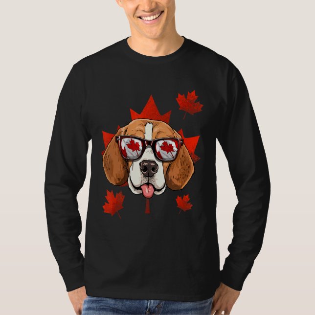 Kanadischer Beagle Dog Maple Leaf Patriotic Canada T-Shirt (Vorderseite)
