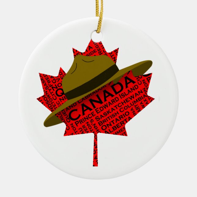 Kanadischer Berghut auf Red Maple Leaf Keramik Ornament (Vorne)
