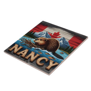 Kanadischer Biber baut Nest in der Nähe des Bergse Fliese