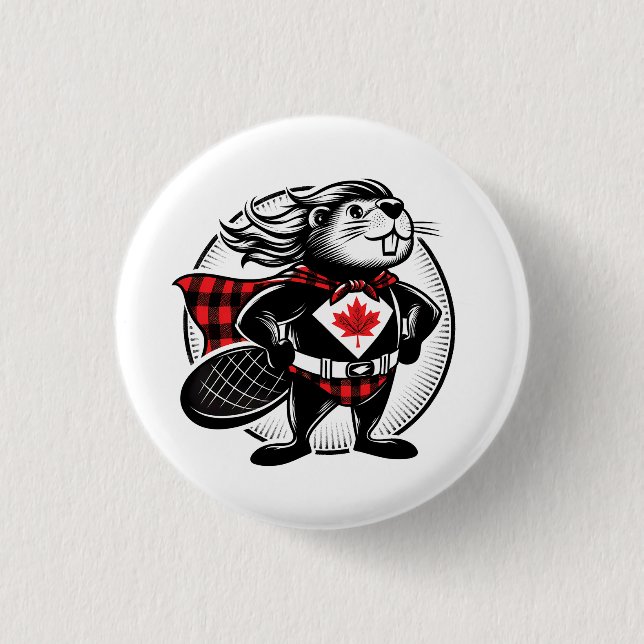 Kanadischer Biber Holzfäller Buffalo Kariert Button (Vorderseite)
