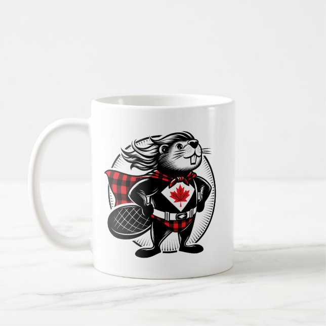 Kanadischer Biber Holzfäller Buffalo Kariert Kaffeetasse (Links)