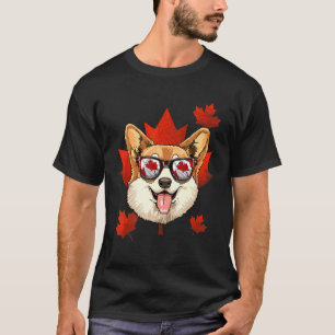 Kanadischer Corgi Hund Ahornblatt Patriotisch Kana T-Shirt