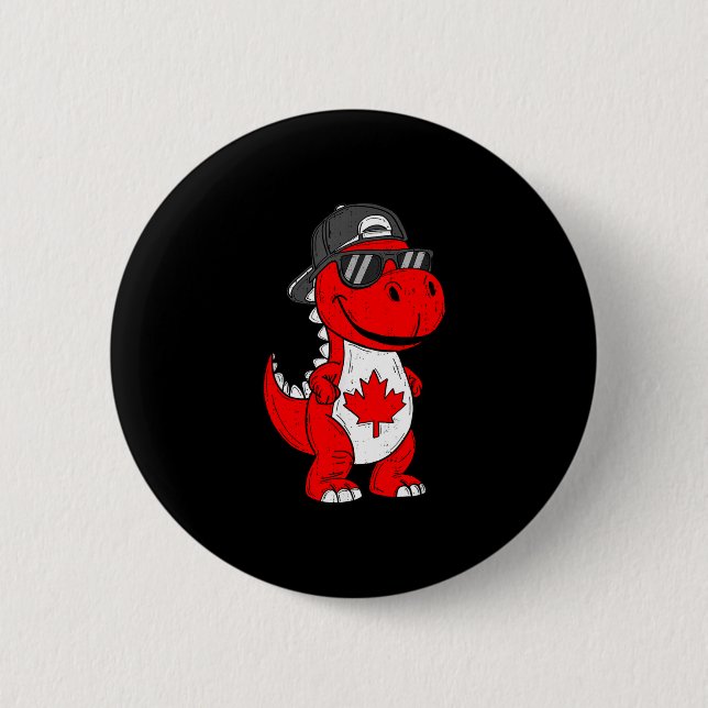 Kanadischer Dinosaurier Trex Ahornblatt Kanada Jun Button (Vorderseite)