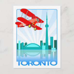 Kanadischer Doppeldecker über Toronto Retro-Design Postkarte