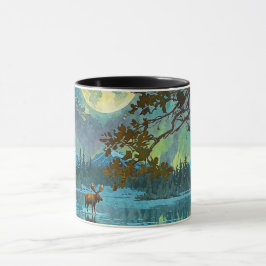Kanadischer Elch & Wintermond Tasse