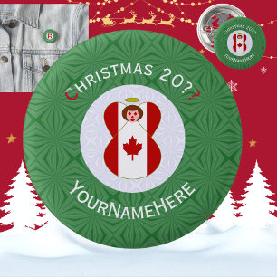Kanadischer Engel Weihnachtsflagge Personalisiert Button