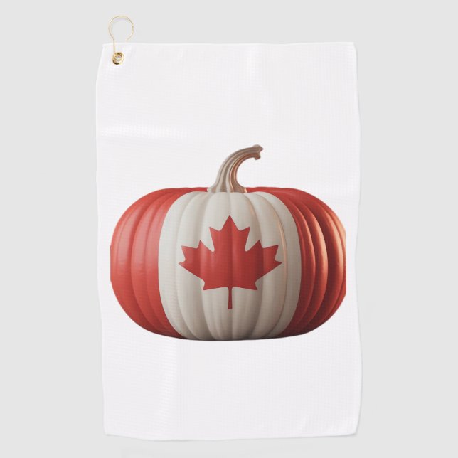 Kanadischer Erntedank Pumpkin Maple Leaf über Golfhandtuch (Vorderseite)