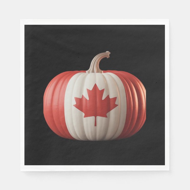 Kanadischer Erntedank Pumpkin Maple Leaf über Serviette (Vorderseite)