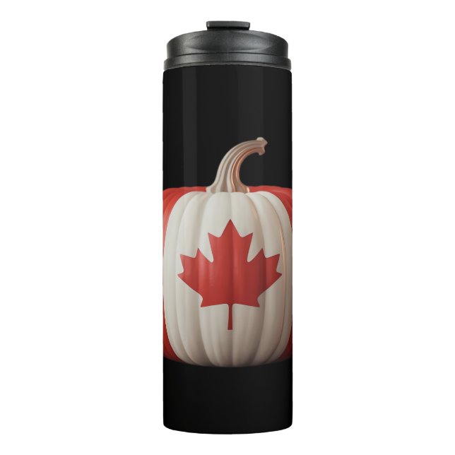 Kanadischer Erntedank Pumpkin Maple Leaf über Thermosbecher (Vorderseite)