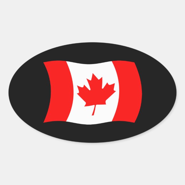 Kanadischer Flaggensticker Ovaler Aufkleber (Vorderseite)