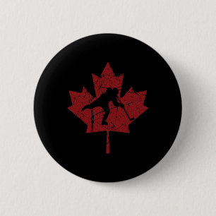 Kanadischer Hockeyspieler Vintage Kanada Ahornblat Button