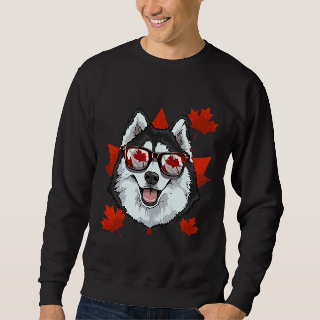 Kanadischer Husky Dog Maple Leaf Patriotic C Sweatshirt (Vorderseite)
