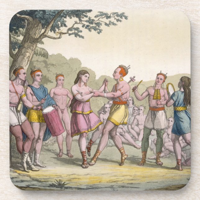 Kanadischer indischer Tanz im Abend (Farbeengra Getränkeuntersetzer (Vorderseite)