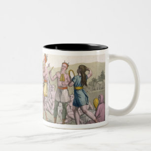 Kanadischer indischer Tanz im Abend (Farbeengra Zweifarbige Tasse