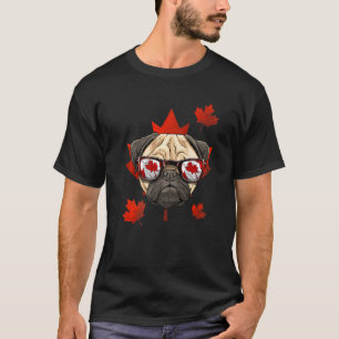 Kanadischer Mops Hund Ahornblatt Patriotische Kana T-Shirt