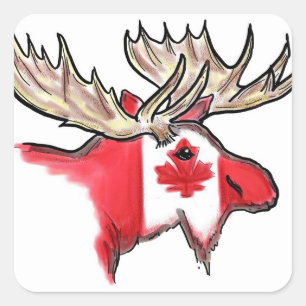 kanadischer Stolz Kanada Elk künstlerische Flaggen Quadratischer Aufkleber