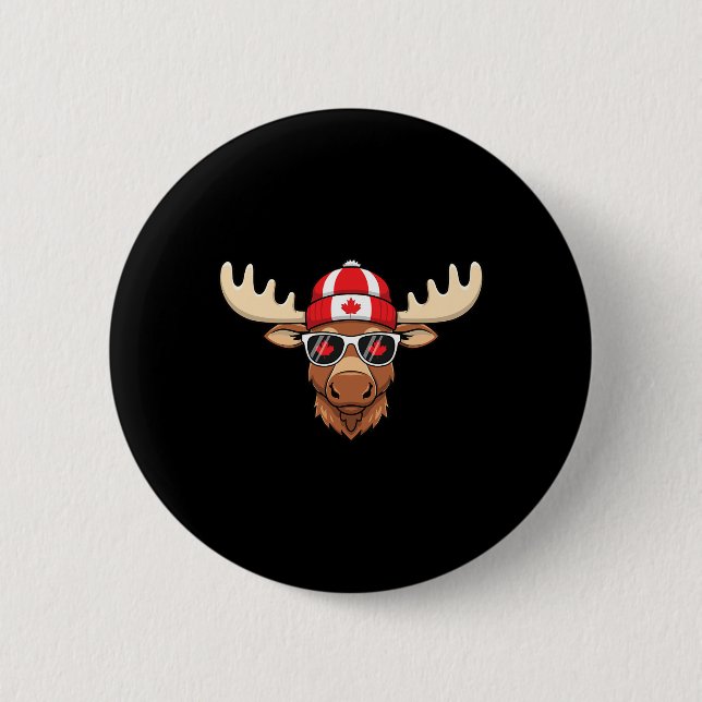 Kanadischer Tag Fahne Ahornleaf Elche Button (Vorderseite)