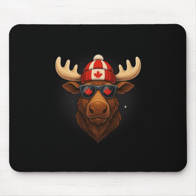 Kanadischer Tag Fahne Ahornleaf Elche Mousepad (Vorne)