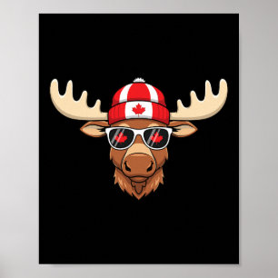 Kanadischer Tag Fahne Ahornleaf Elche Poster