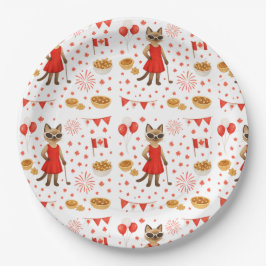 Kanadischer Tag Thema für Golfer, die Katzen Liebe Pappteller