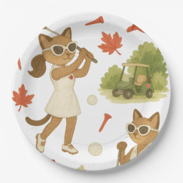 Kanadischer Tag Thema für Golfer, die Katzen Liebe Pappteller