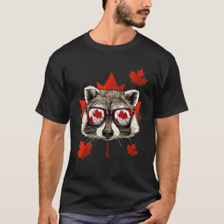 Kanadischer Waschbär-Ahornbaumblatt Kanada-Flagge  T-Shirt