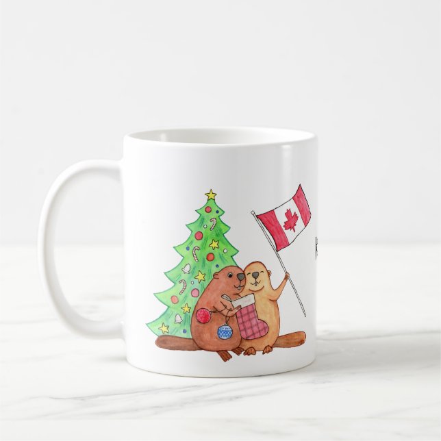 Kanadischer Weihnachtsgeschenk Biber Individuelle  Kaffeetasse (Links)