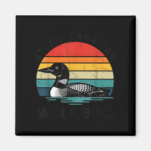 Kanadischer Wolf Vogel Loon Retro Sonnenuntergang Magnet
