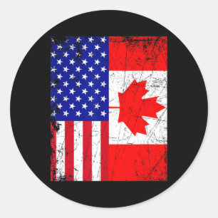 Kanadisches amerikanisches Shirt USA Kanada Flag 4 Runder Aufkleber