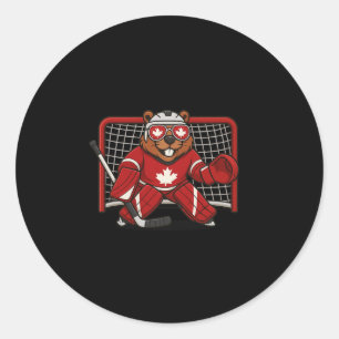 Kanadisches Biber-Symbol Hockey-Torwart-Shirt 1. J Runder Aufkleber
