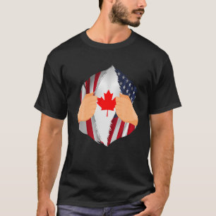 Kanadisches Blut in mir, amerikanische Flagge T-Shirt