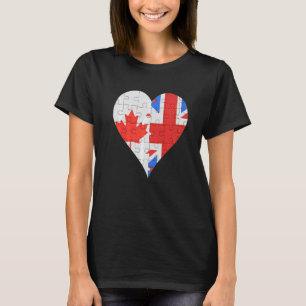 kanadisches Britisches Flaggenherz T-Shirt