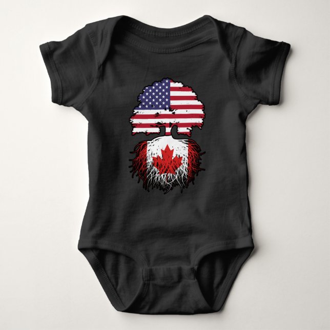 Kanadisches Flag der amerikanischen Tree Roots Baby Strampler (Vorderseite)