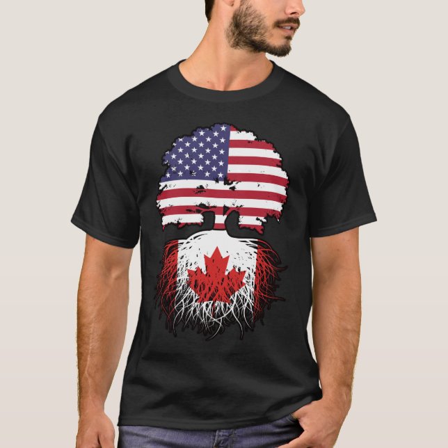 Kanadisches Flag der amerikanischen Tree Roots T-Shirt (Vorderseite)