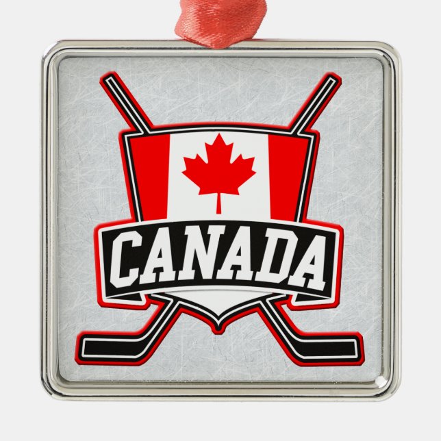 Kanadisches Flag Hockey-Logo Ornament Aus Metall (Vorne)