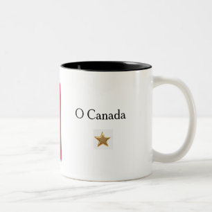 Kanadisches Flaggen-Tasse mit dem Titel der Hymne Zweifarbige Tasse